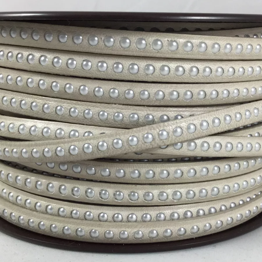 Cuir avec perles incrustés - - Beige