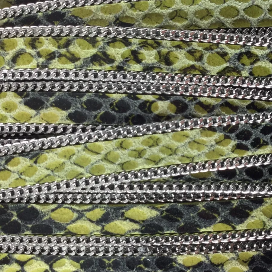 CUIR MOTIF ANACONDA AVEC CHAINE 10MM-nouvelle couleur - Vert