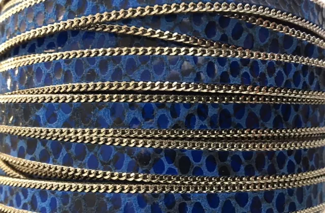 CUIR MOTIF ANACONDA AVEC CHAINE 10MM-nouvelle couleur - Bleu