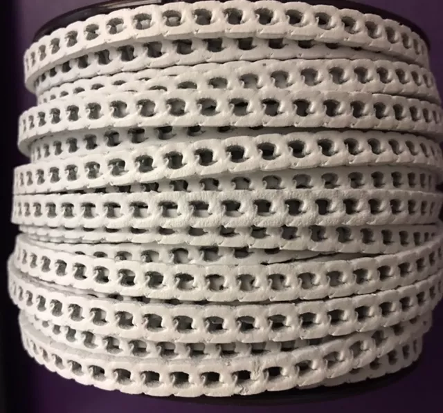 Cuir Chaine gourmette 5mm - Blanc