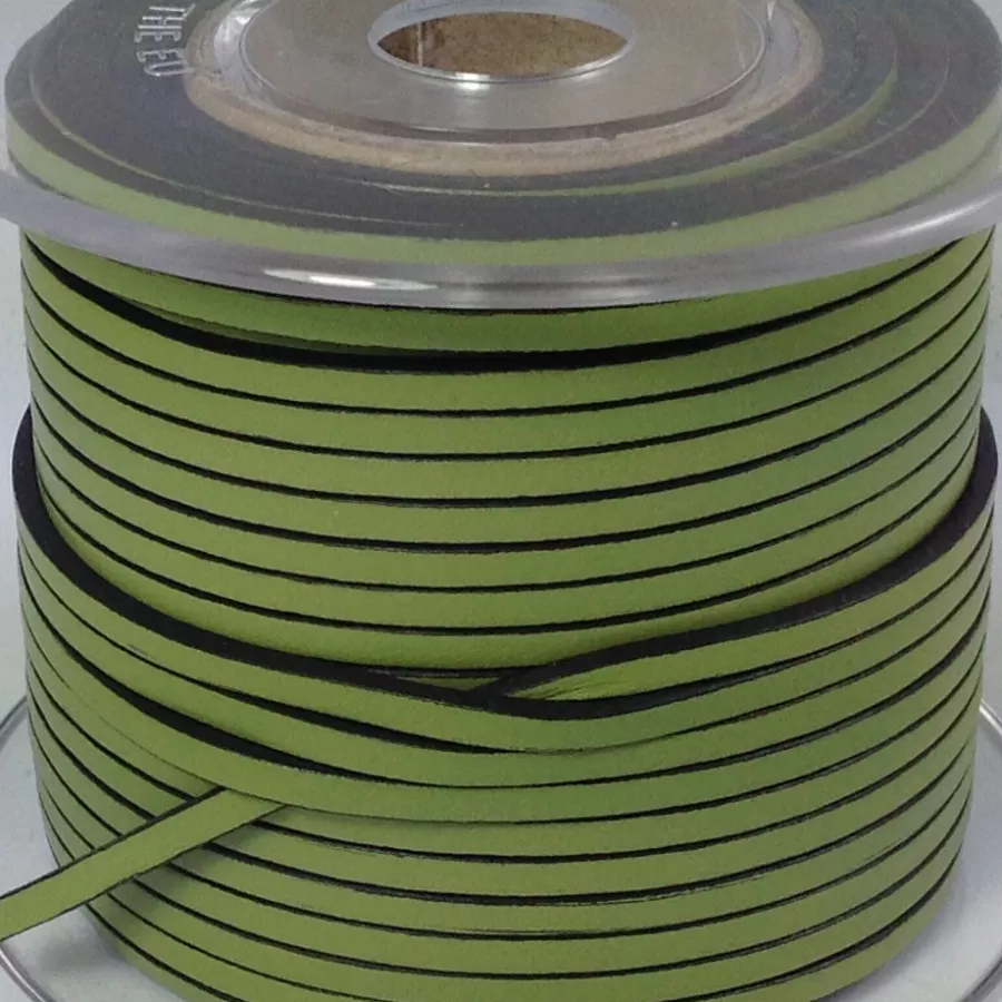 1m Cuir de veau 3mm plat-NOUVELLES COULEURS - Vert anis