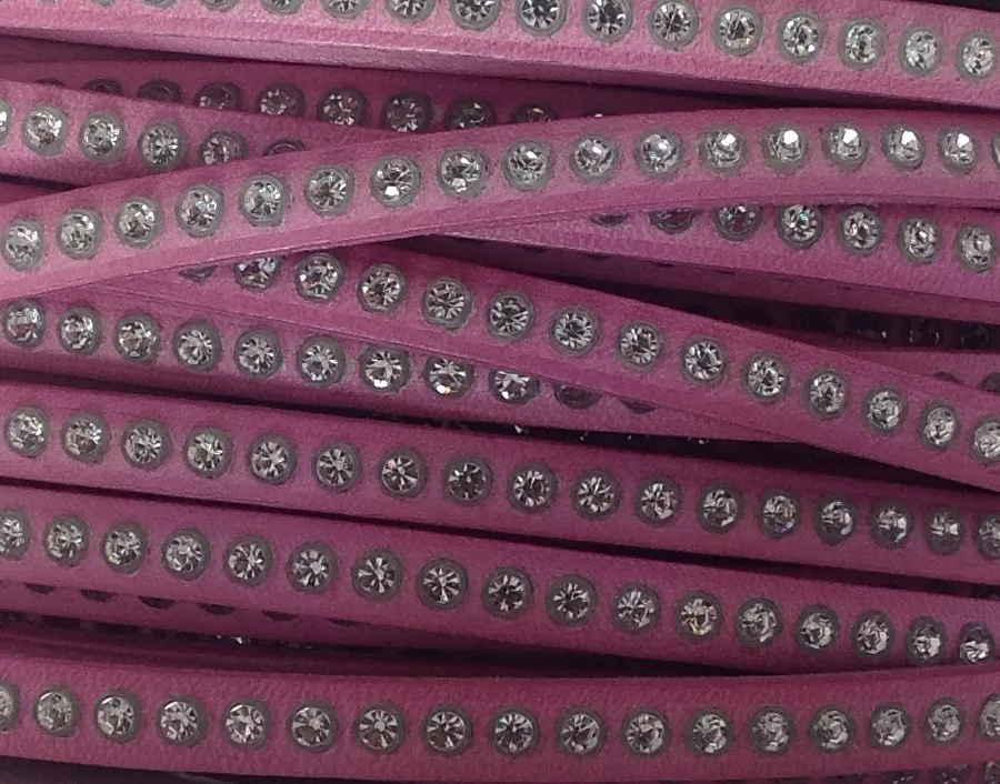Cuir de veau avec véritable Swarovski 6mm- - Rose