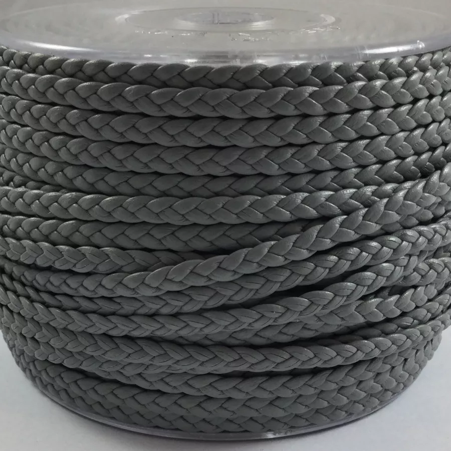 Cuir Tressé double face 4-5mm - Gris