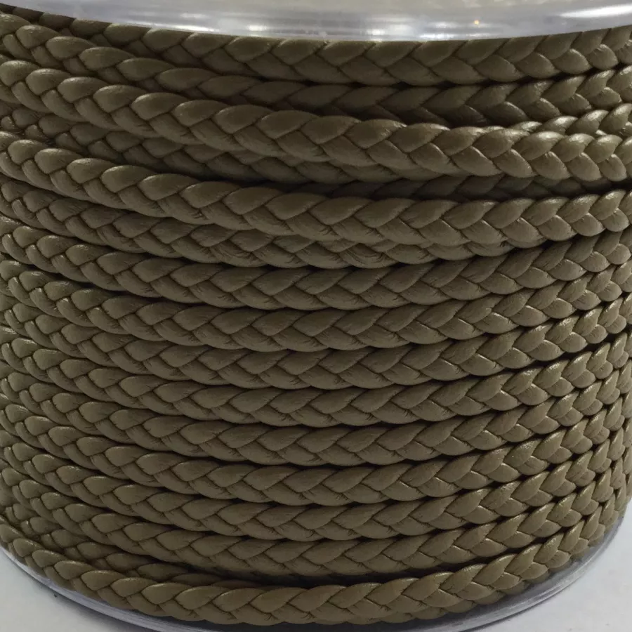 Cuir Tressé double face 4-5mm - Kaki