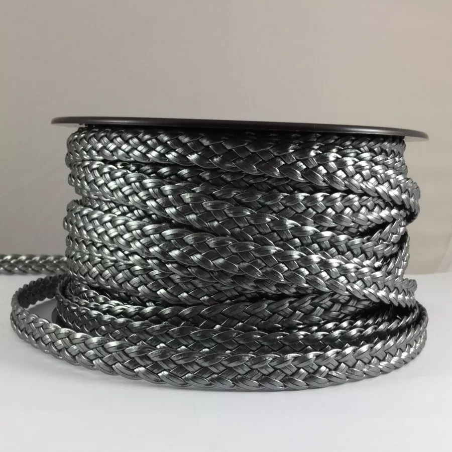 Tressé double face plat 10mm metalisés - Argent antique
