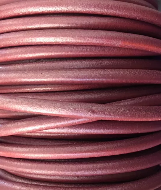 Cuir rond 5mm métalisé - Fuchsia métallisé