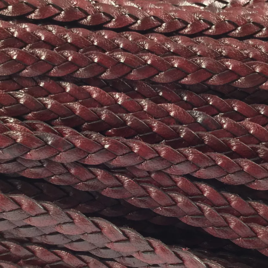 Cuir tressé 6mm-ITALIEN - Bordeaux