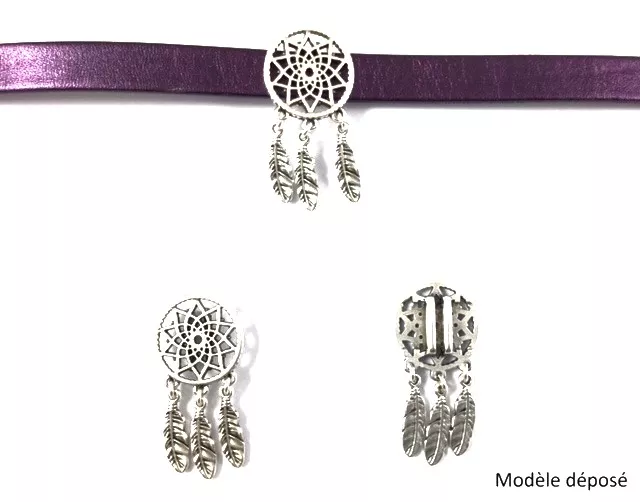 Passant Attrape-Rêves-MODÈLE DÉPOSÉ argent et doré 24 carat en FRANCE 10mm - Argent