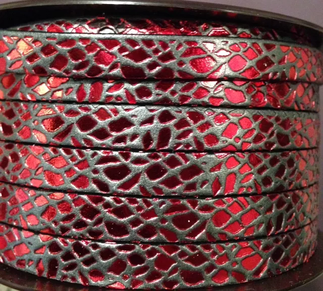 Cuir de veau motif spider 10mm-NOUVELLES COULEURS - Rouge