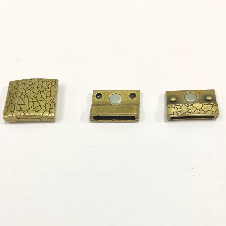 Fermoir aimanté 20mm en étain motif craquelé - Bronze