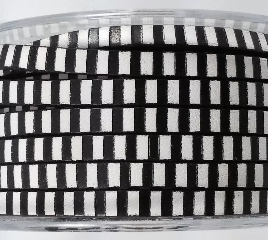 Cuir imprimé rayures 5mm - Noir