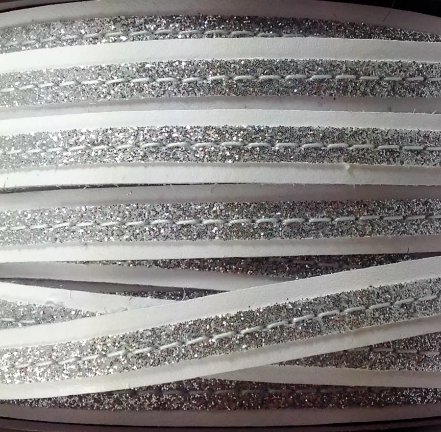 Cuir et Glitter 10mm - Blanc