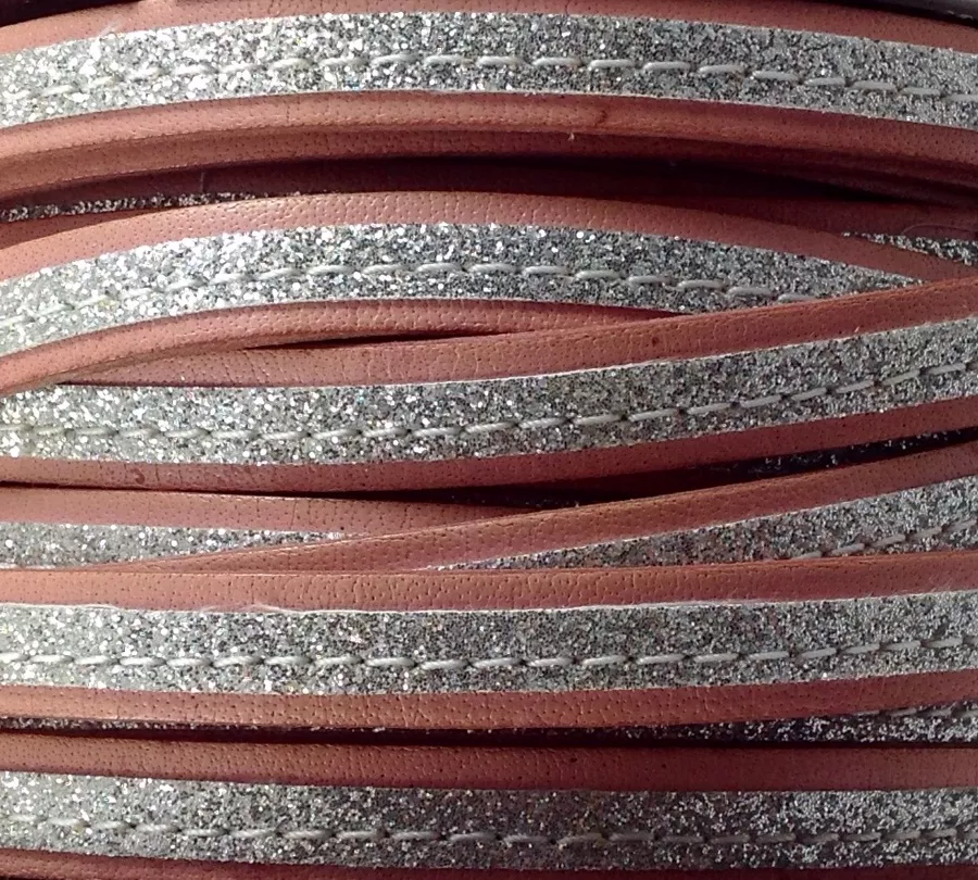 Cuir et Glitter 10mm - Rose