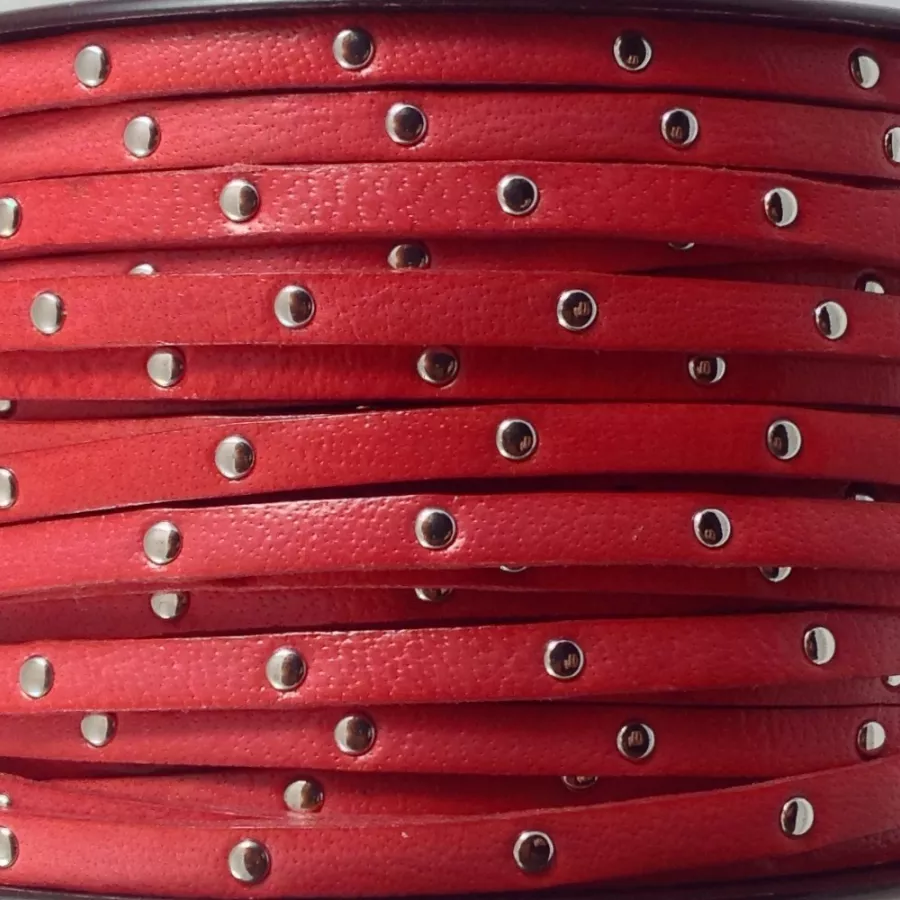 Cuir de veau clouté 5mm-NOUVELLES COULEURS - Corail