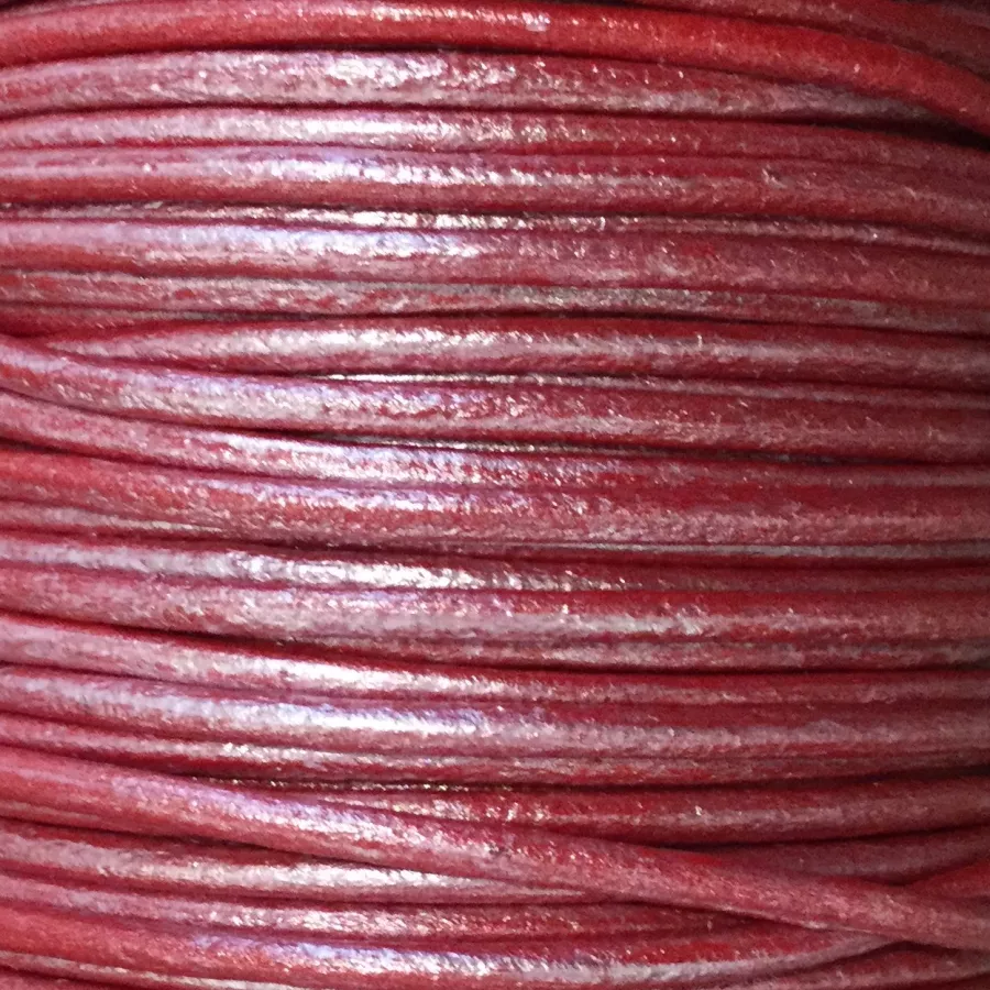 Cuir rond 2 mm couleurs pastel et métallisées - Rouge métallisé