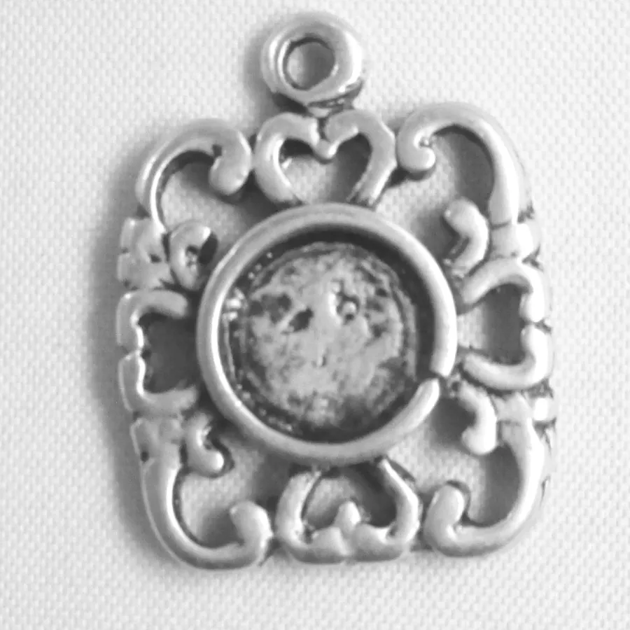 Pendant médaille carré à coller cabochon
