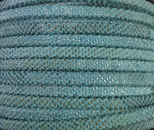 Cuir exclusivité idil 5mm  à reflets or et argent  - Vert d'eau