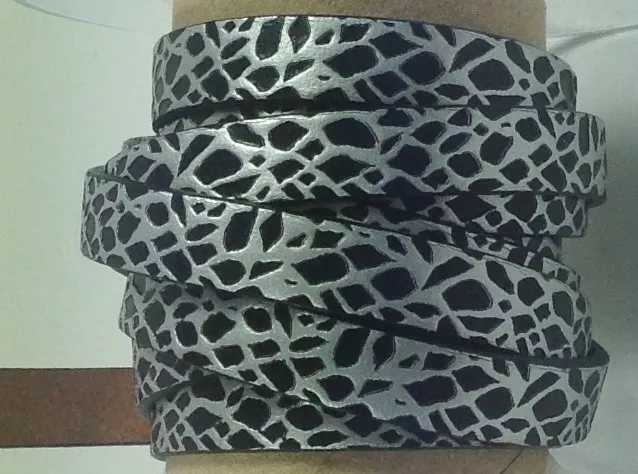 Cuir de veau motif spider 10mm-NOUVELLES COULEURS - Argent