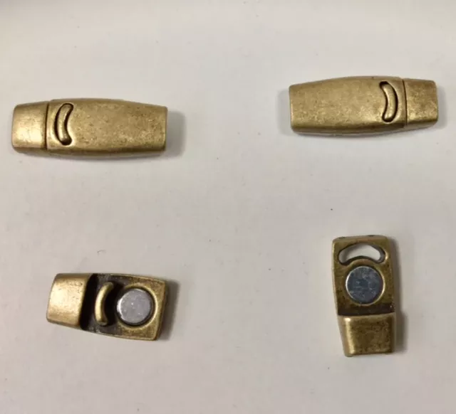 Fermoir aimanté 3mm en étain plaqué argent avec SECURITE - Bronze