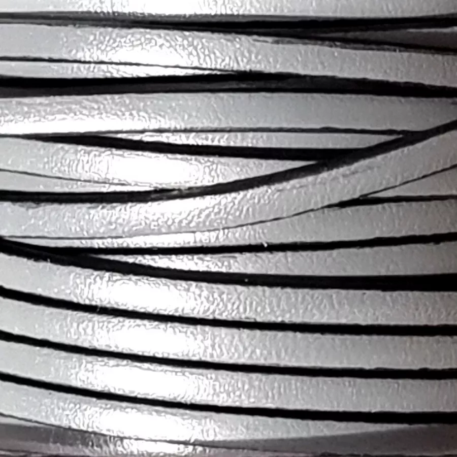 1m Cuir de veau 3mm plat-NOUVELLES COULEURS - Gris