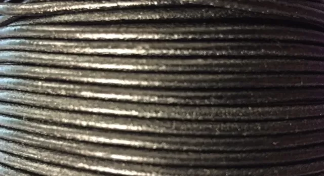 Cuir rond 2 mm couleurs pastel et métallisées - Anthracite