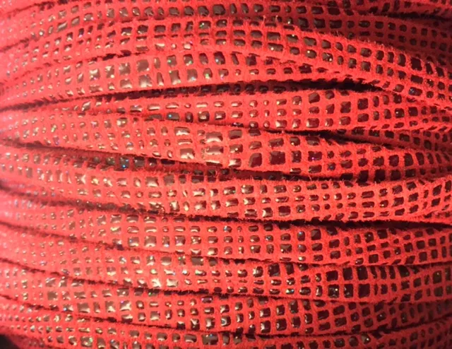 cuir 5 mm motif écossais ton sur ton - Rouge