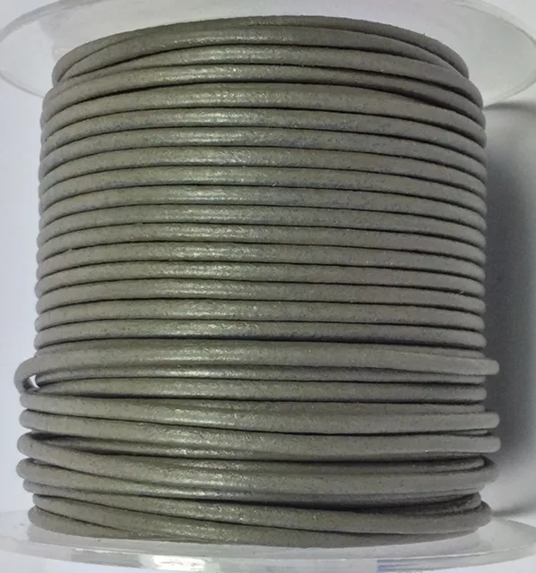 Cuir rond 2 mm couleurs pastel et métallisées - Gris