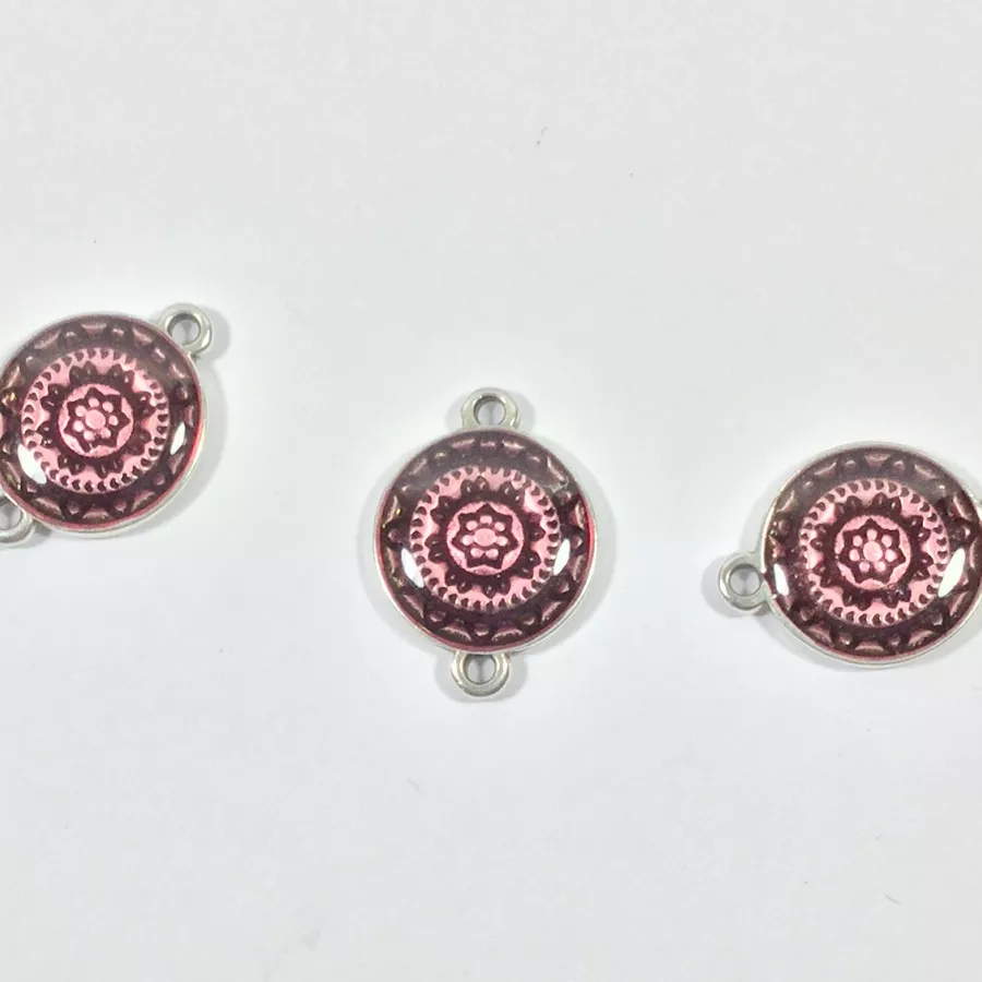 Intercalaire rond avec motif et émaillé - Rose