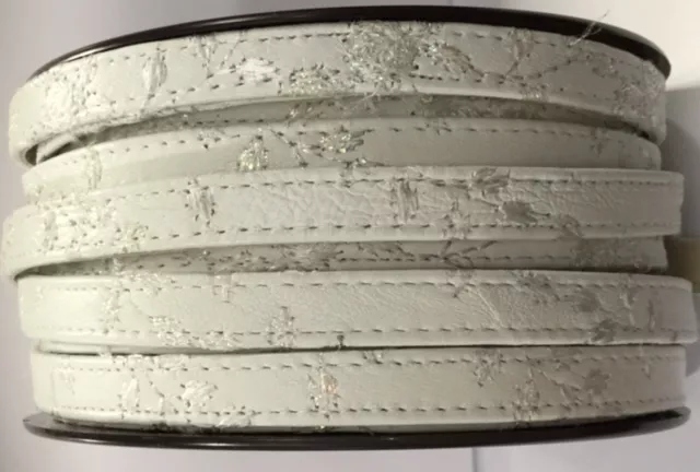 Cuir brodé 10mm avec double couture - Blanc