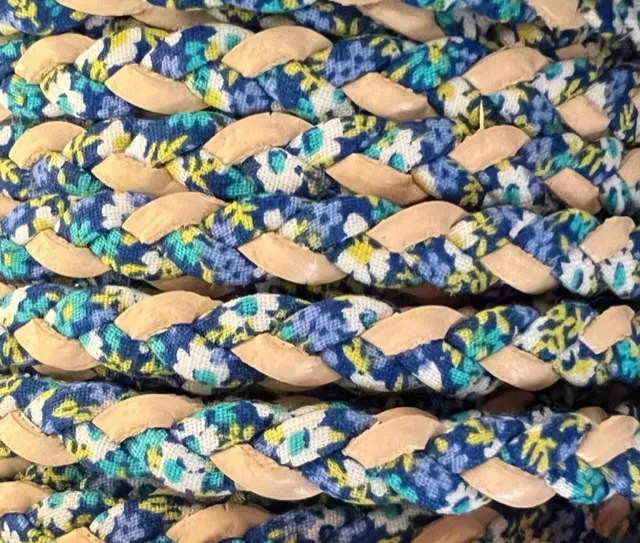 CUIR TRESSE avec  LIBERTY - beige/ bleu