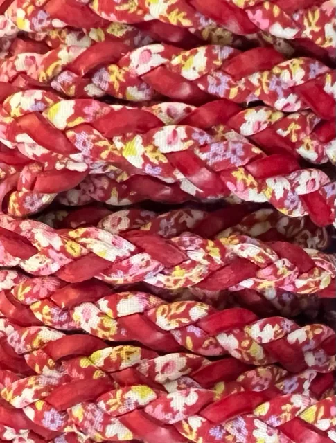 CUIR TRESSE avec  LIBERTY - Rouge et  rose