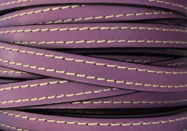 Cuir de veau cousu 10mm-nouvelles couleurs - Lilas