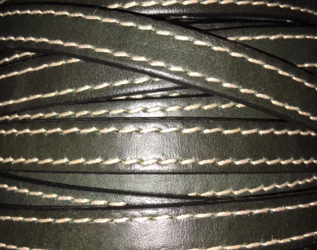 Cuir de veau cousu 10mm-nouvelles couleurs - Kaki
