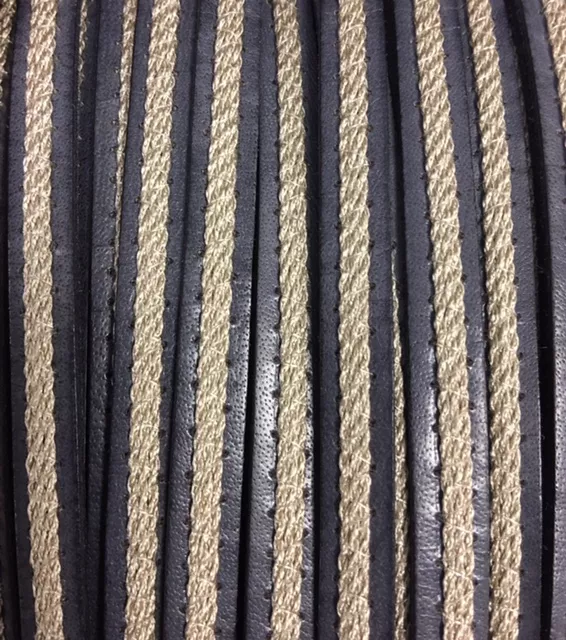 Cuir de veau avec lin cousu 10mm-fête des pères - Gris