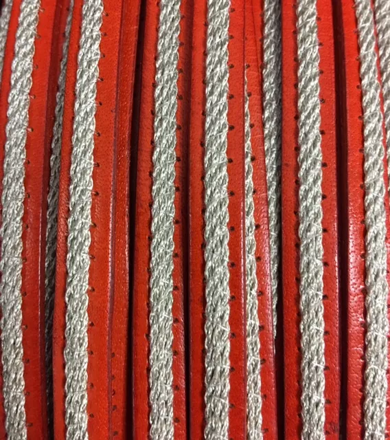 Cuir de veau avec lin cousu 10mm-fête des pères - Corail