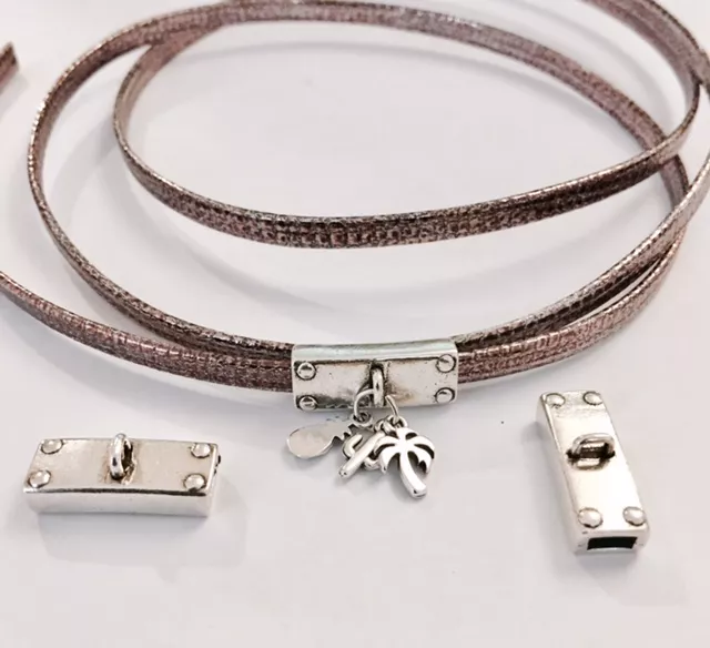 Passant pour cuir 5mm, en étain plaqué argent - Argent