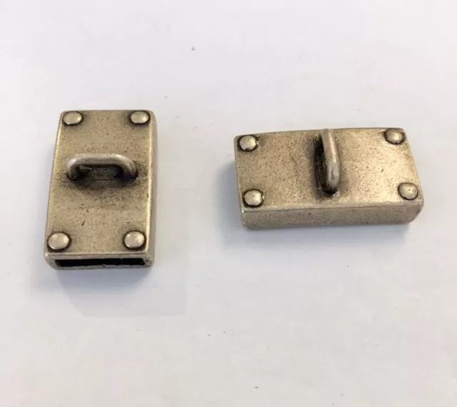 Passant 10 mm en étain plaqué argent avec accroche breloque - Bronze