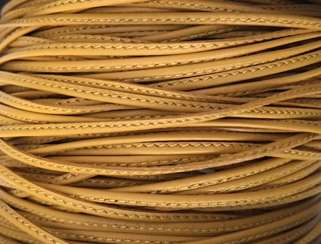 L599 Cuir cousu 1.5mm-43 COULEURS - moutarde