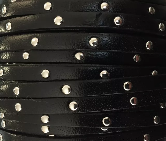 Cuir de veau clouté 5mm-NOUVELLES COULEURS - Noir