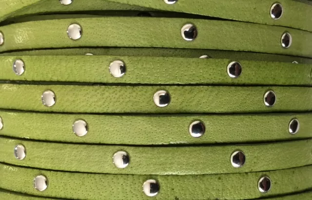 Cuir de veau clouté 5mm-NOUVELLES COULEURS - Vert pistache