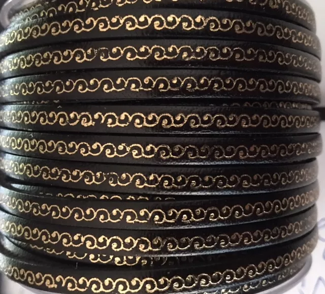 Cuir de veau Italien 5mm avec motif - Noir