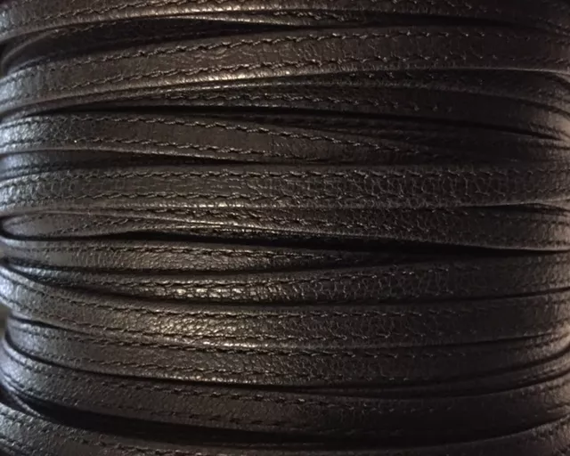 Cuir d'agneau plongé 5 mm double coutures-NOUVELLES COULEURS - Noir