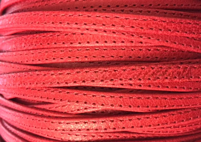 Cuir d'agneau plongé 5 mm double coutures-NOUVELLES COULEURS - Rouge
