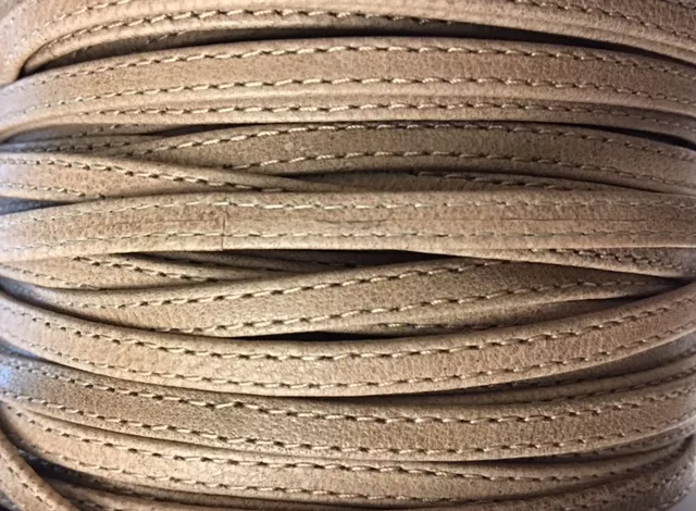 Cuir d'agneau plongé 5 mm double coutures-NOUVELLES COULEURS - Marron clair