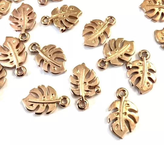 Petits pendants de feuille de monstera 15mm-argent-or-or rose - or rose