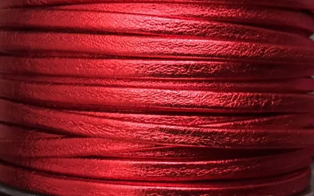 Cuir de chèvre agneau metalisé doublé 5mm - Rouge métallisé