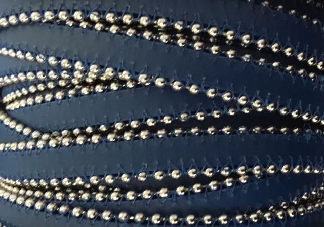 Cuir satiné ou non avec chaîne boule 10 mm-NOUVELLES COULEURS - Bleu