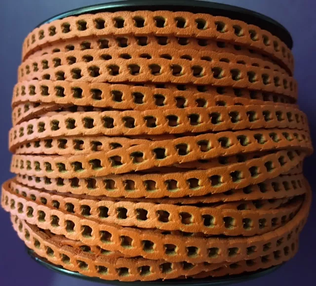 Cuir Chaine gourmette 5mm - Orange