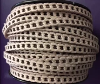 Cuir Chaine gourmette 5mm - Rose poudré