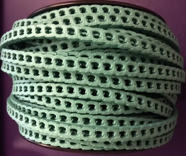 Cuir Chaine gourmette 5mm - Vert anis